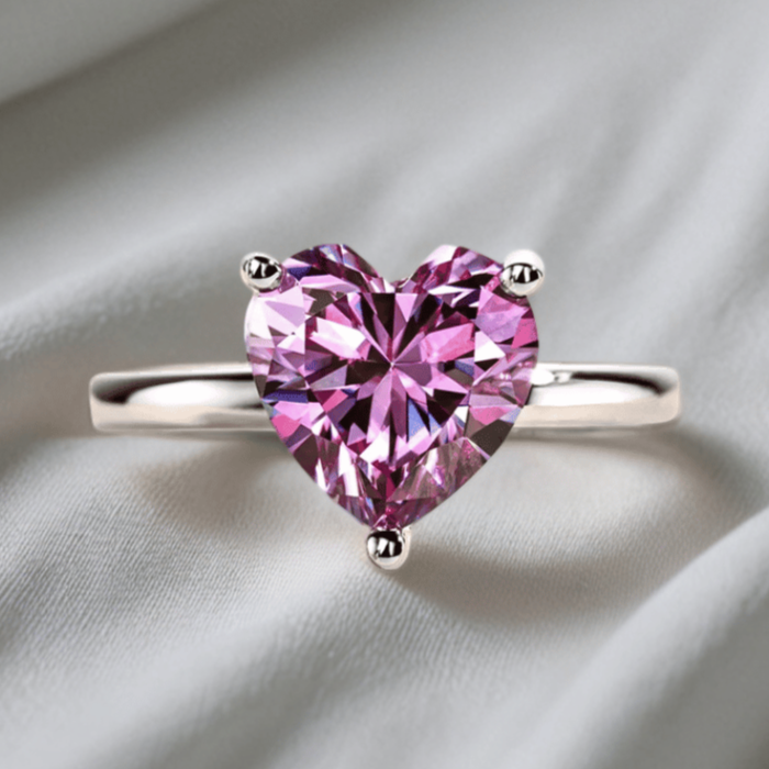 Blush Heart 3ct Pink Moissanite Ring