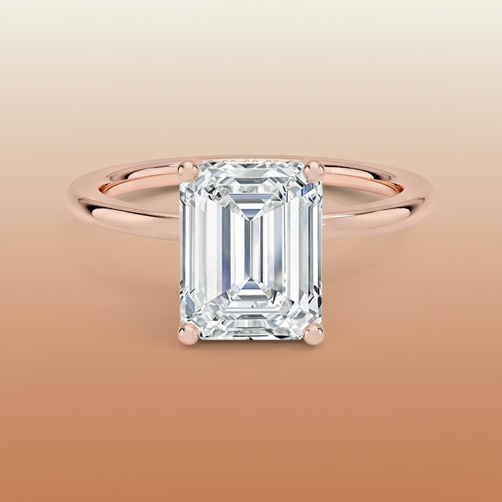 Venere - Emerald Cut Moissanite Engagement Ring