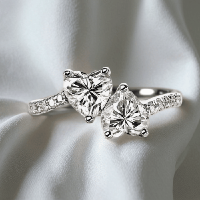 Twin Hearts 2ct Moissanite Ring