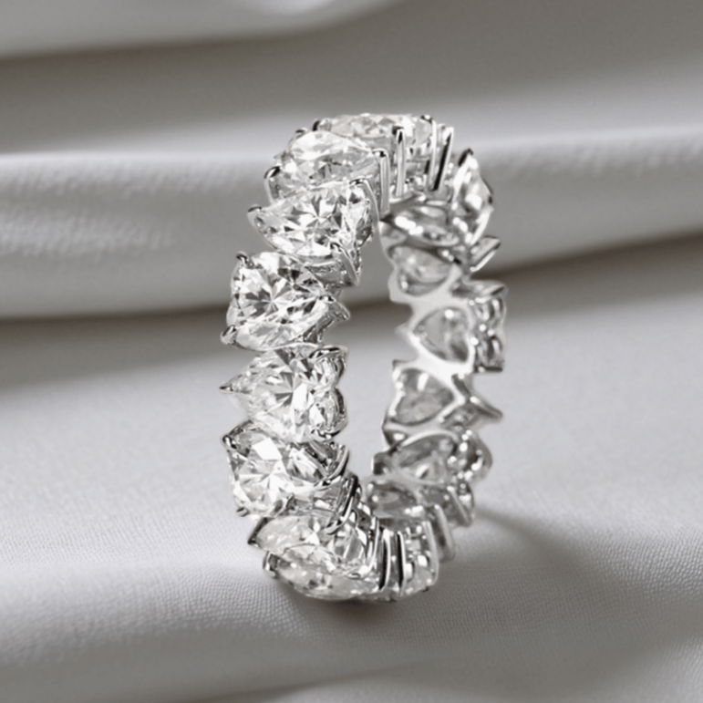Endless Love Heart Cut Moissanite Eternity Band