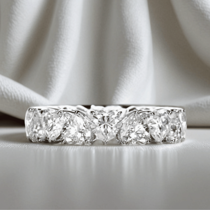 Endless Love Heart Cut Moissanite Eternity Band