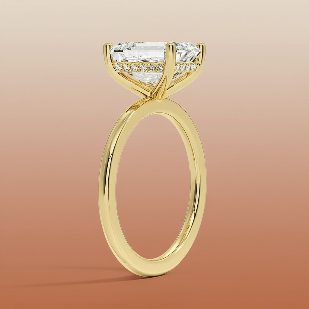 Venere - Emerald Cut Moissanite Engagement Ring