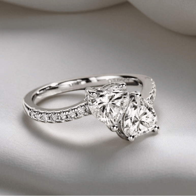 Twin Hearts 2ct Moissanite Ring