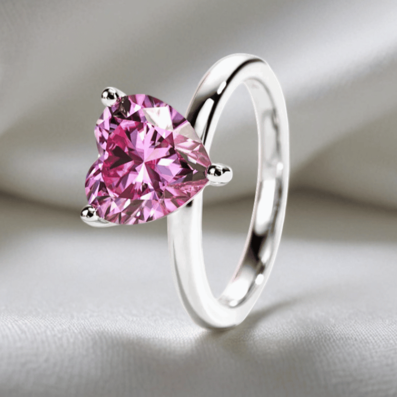Blush Heart 3ct Pink Moissanite Ring