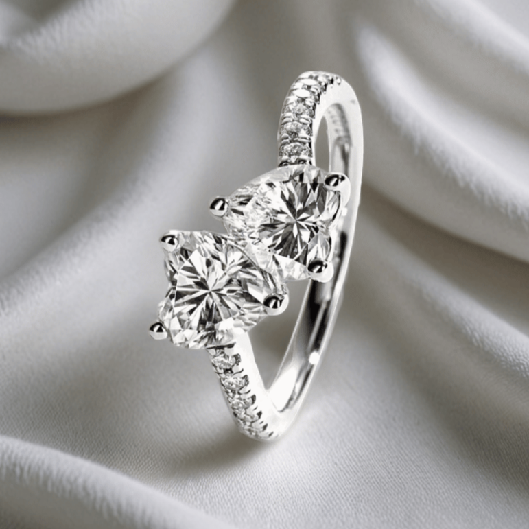 Twin Hearts 2ct Moissanite Ring