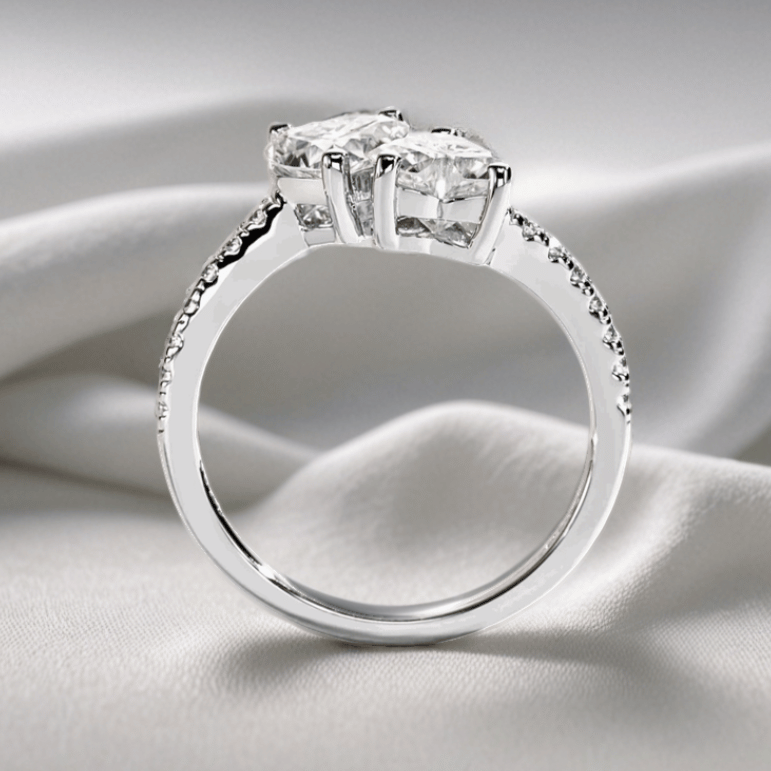 Twin Hearts 2ct Moissanite Ring