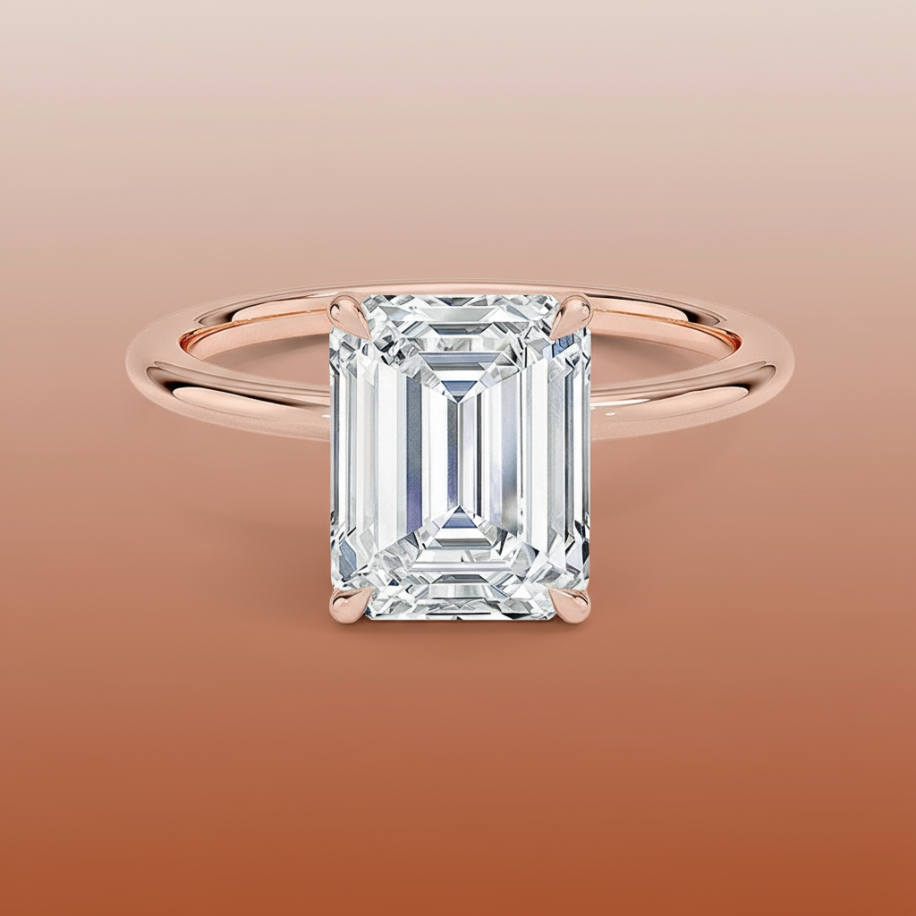 La Terra - Emerald Cut Moissanite Engagement Ring