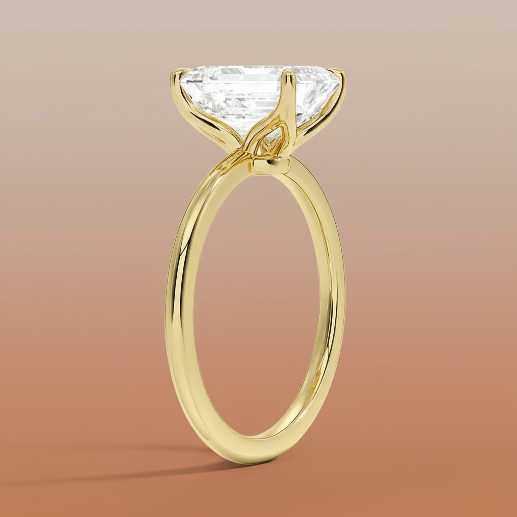 La Terra - Emerald Cut Moissanite Engagement Ring