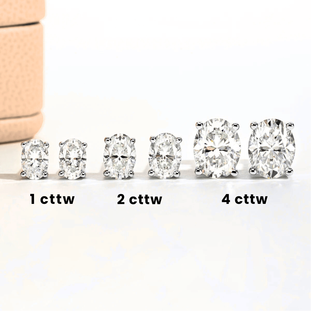 Oval-Cut Moissanite Stud Earrings | D-Colourless VVS1 with 10K Gold Hypoallergenic Posts
