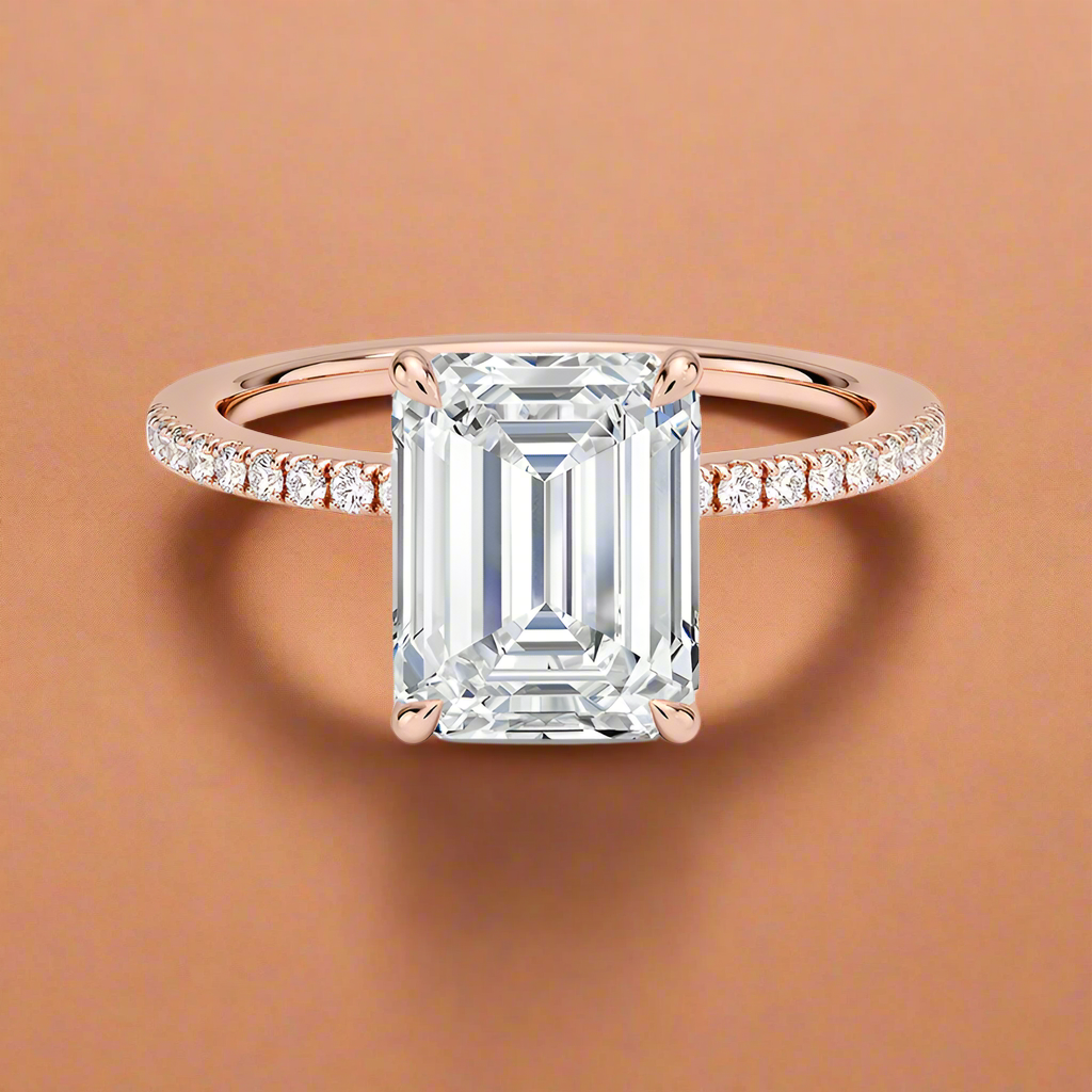 La Luna - Emerald Cut Moissanite Engagement Ring