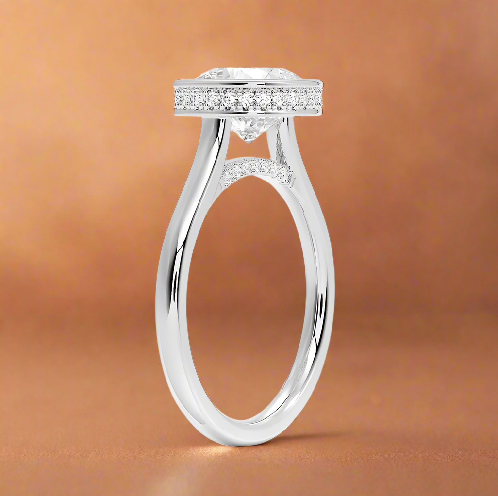 Abbraccio Hidden Halo - Cushion Cut Engagement Ring