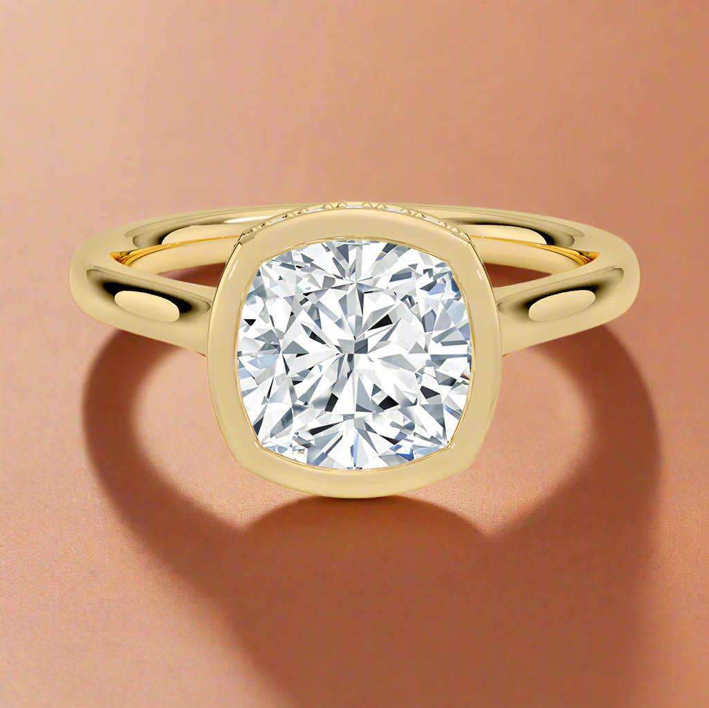 Abbraccio Hidden Halo - Cushion Cut Engagement Ring