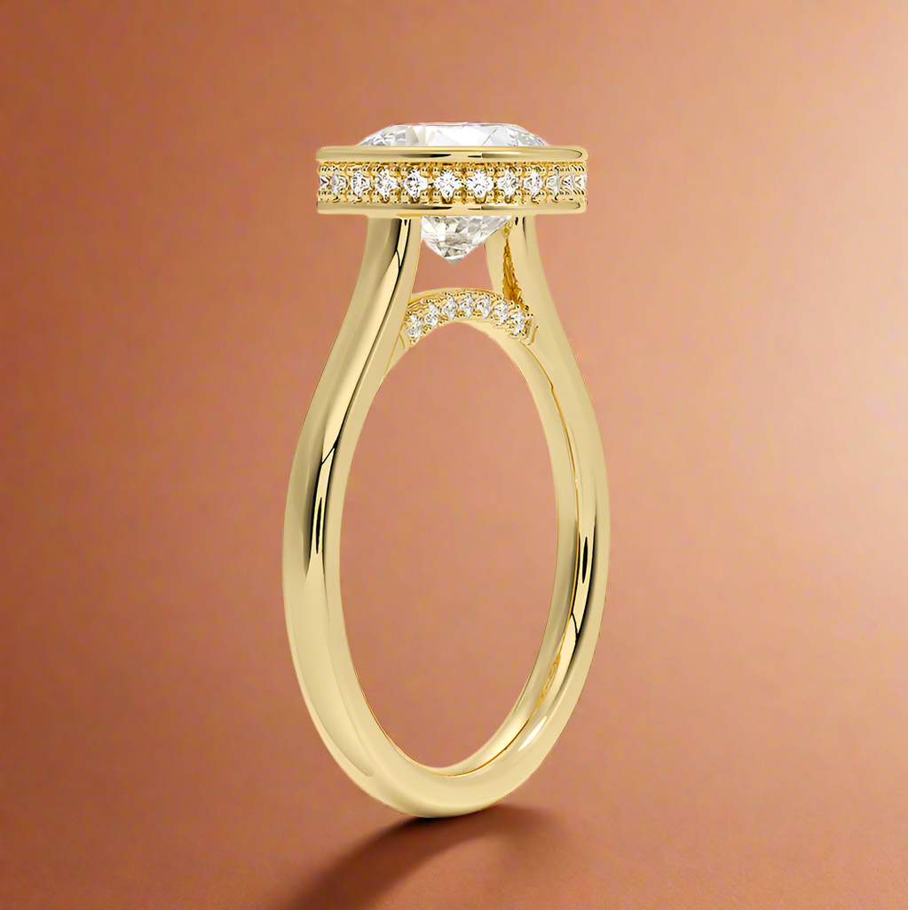 Abbraccio Hidden Halo - Cushion Cut Engagement Ring