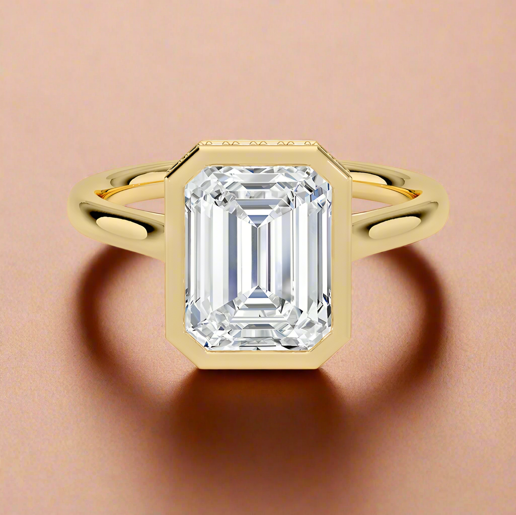 Abbraccio Hidden Halo - Emerald Cut Engagement Ring