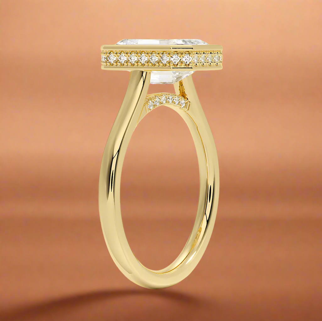 Abbraccio Hidden Halo - Emerald Cut Engagement Ring