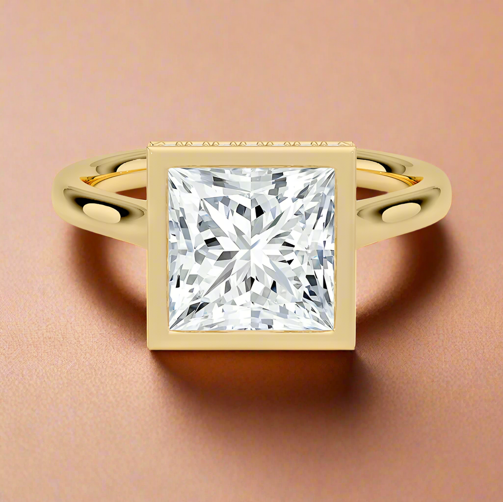 Abbraccio Hidden Halo - Princess Cut Engagement Ring