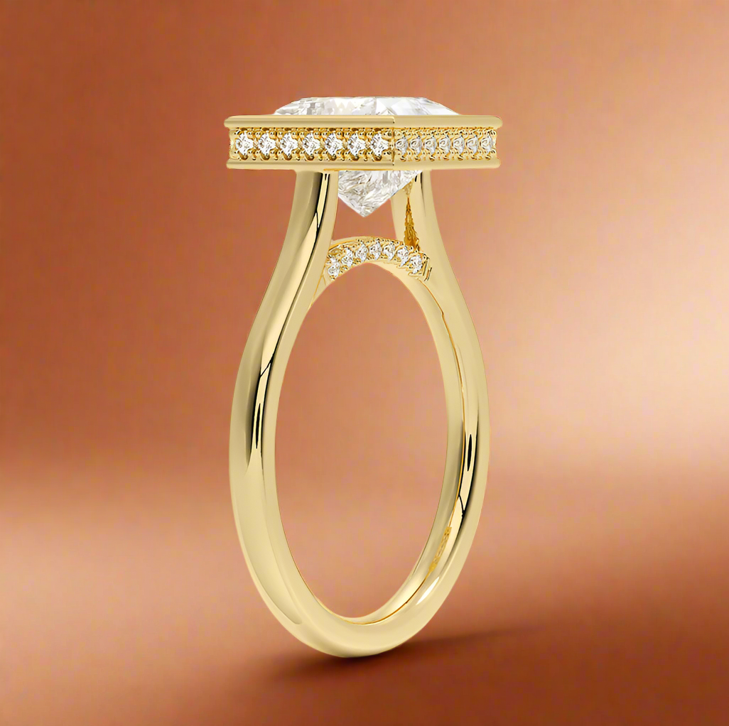 Abbraccio Hidden Halo - Princess Cut Engagement Ring