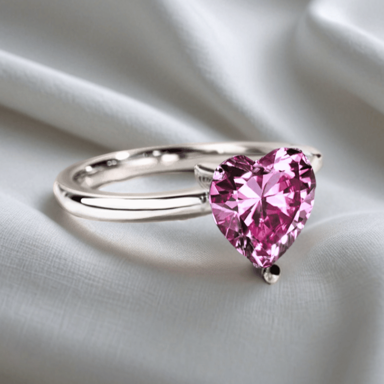 Blush Heart 3ct Pink Moissanite Ring