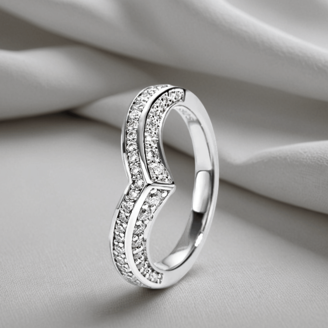 Moissanite V Shape Wedding Band