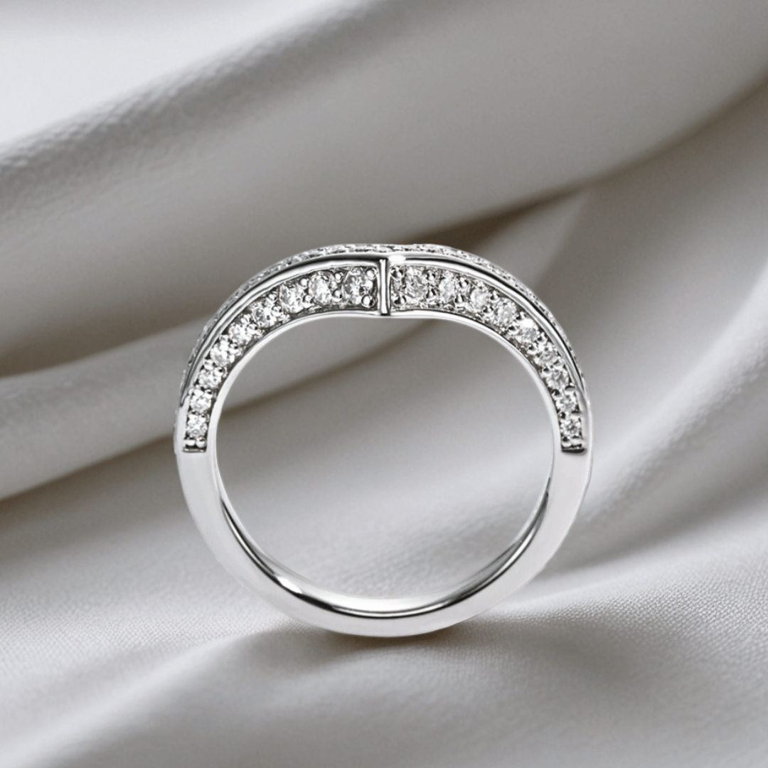 Moissanite V Shape Wedding Band