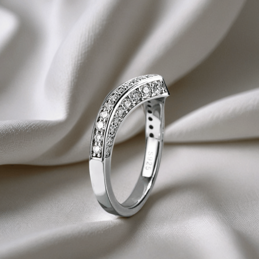 Moissanite V Shape Wedding Band