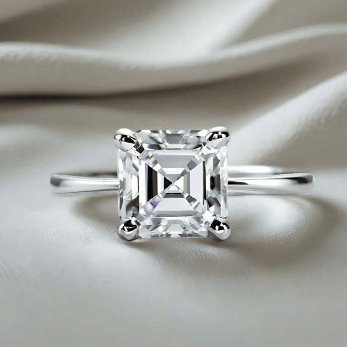 Asscher-Cut 3ct D-Colourless VVS1 Moissanite Engagement Ring - Luxury Diamond Alternative