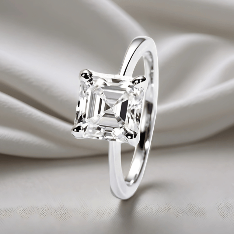 Asscher-Cut 3ct D-Colourless VVS1 Moissanite Engagement Ring - Luxury Diamond Alternative