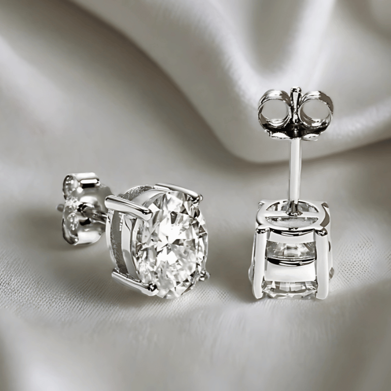 Oval-Cut Moissanite Stud Earrings | D-Colourless VVS1 with 10K Gold Hypoallergenic Posts