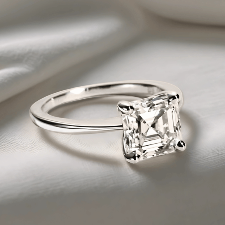 Asscher-Cut 3ct D-Colourless VVS1 Moissanite Engagement Ring - Luxury Diamond Alternative