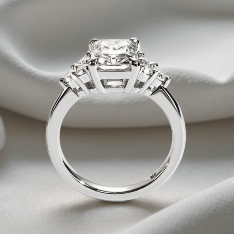 3ct Radiant-Cut Moissanite Engagement Ring | With 6 Side Stones