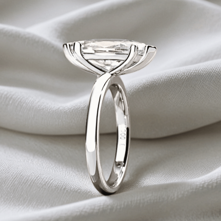 Marquise 3ct Moissanite Solitaire Ring with 18K White Gold Finish