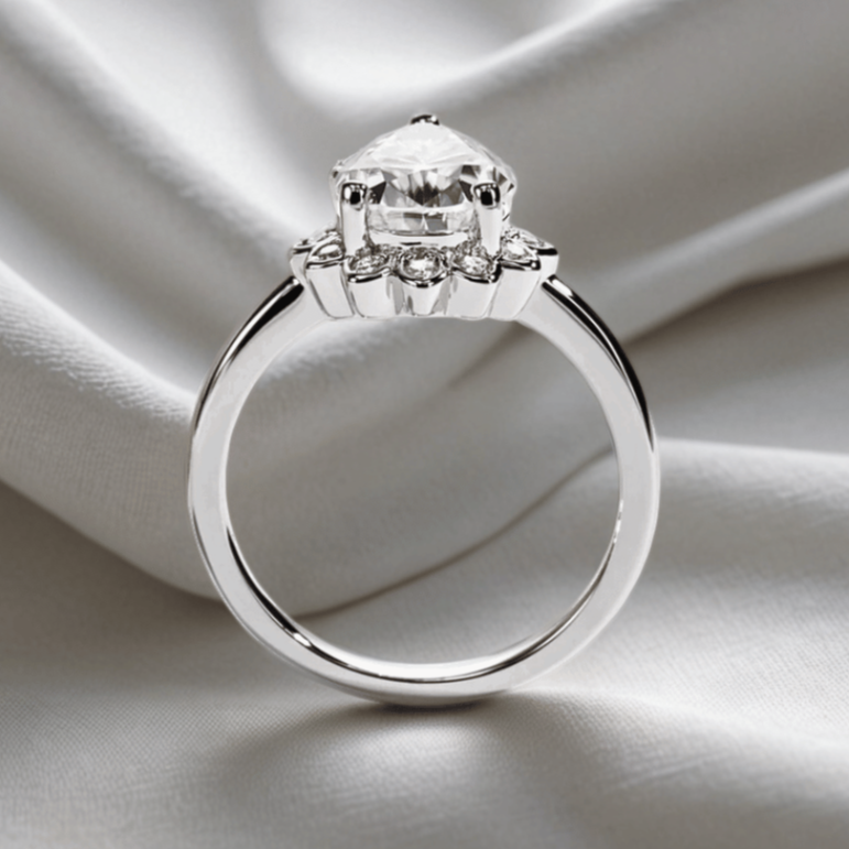 4ct Pear-Cut Moissanite Engagement Ring | Accent Stones for Added Brilliance