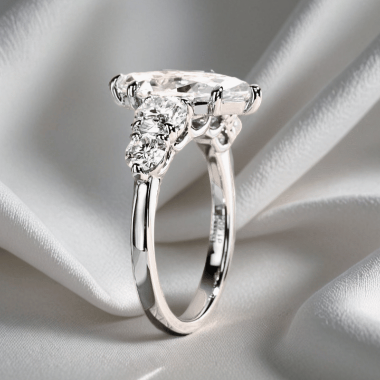 3 Carat Marquise-Cut Moissanite Engagement Ring | 4.6ct, 5 Stone Ring
