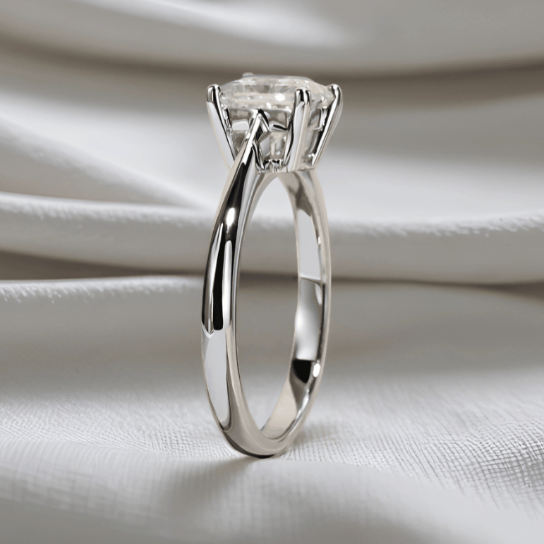Princess-Cut 1.2ct Moissanite Ring with 18K White Gold Finish