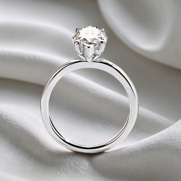 Marquise 3ct Moissanite Solitaire Ring with 18K White Gold Finish