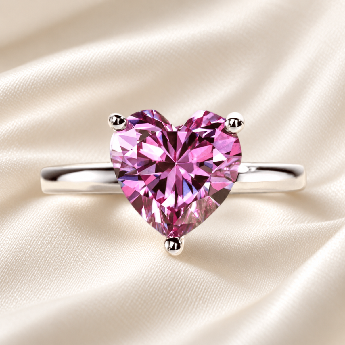 Blush Heart 3ct Pink Moissanite Ring