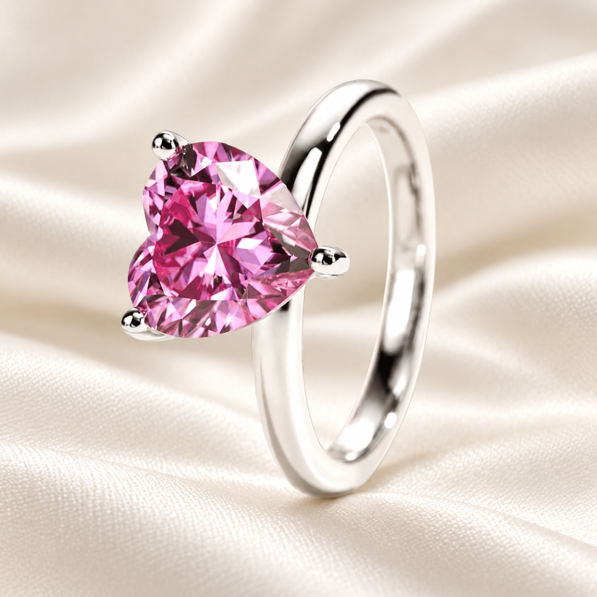 Blush Heart 3ct Pink Moissanite Ring