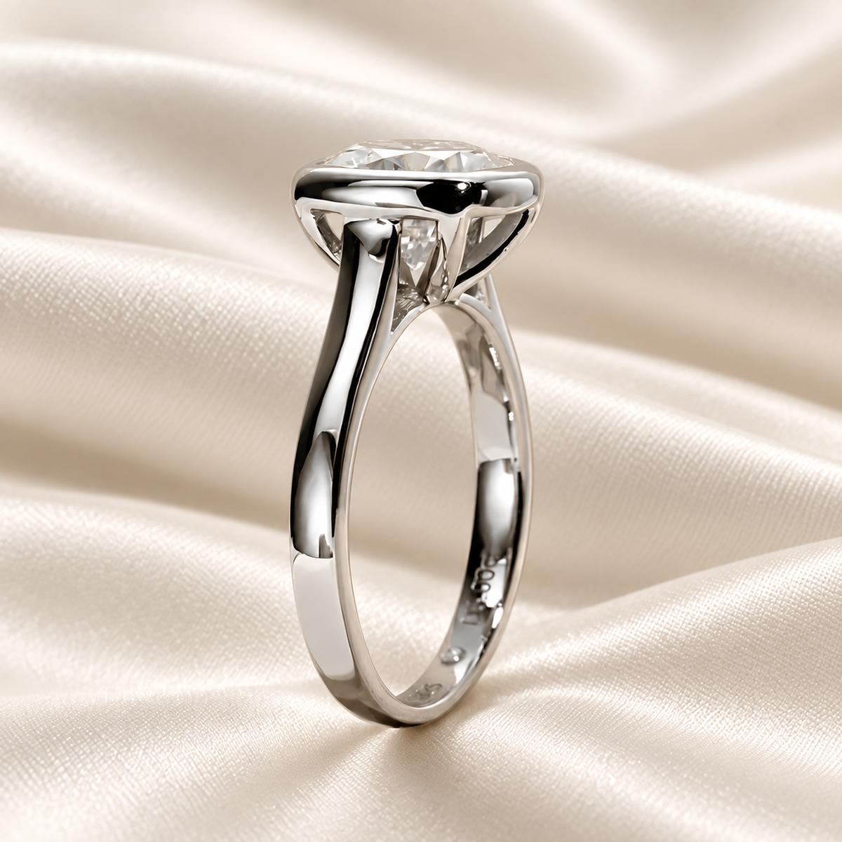 Cushion-Cut 3ct Moissanite Engagement Ring - With Elegant Bezel