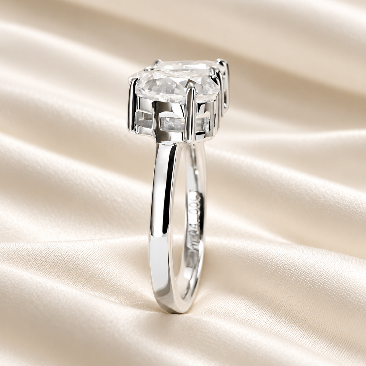 Dual Delight 2ct Radiant & 2ct Pear Cut Moissanite Ring in 18K White Gold Finish