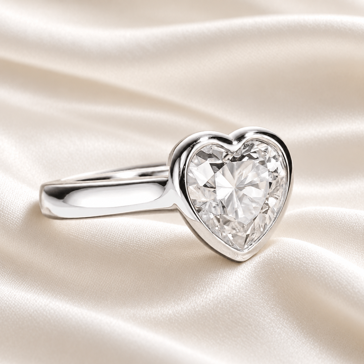 Eternal Heart 3ct Bezel-Set Moissanite Ring