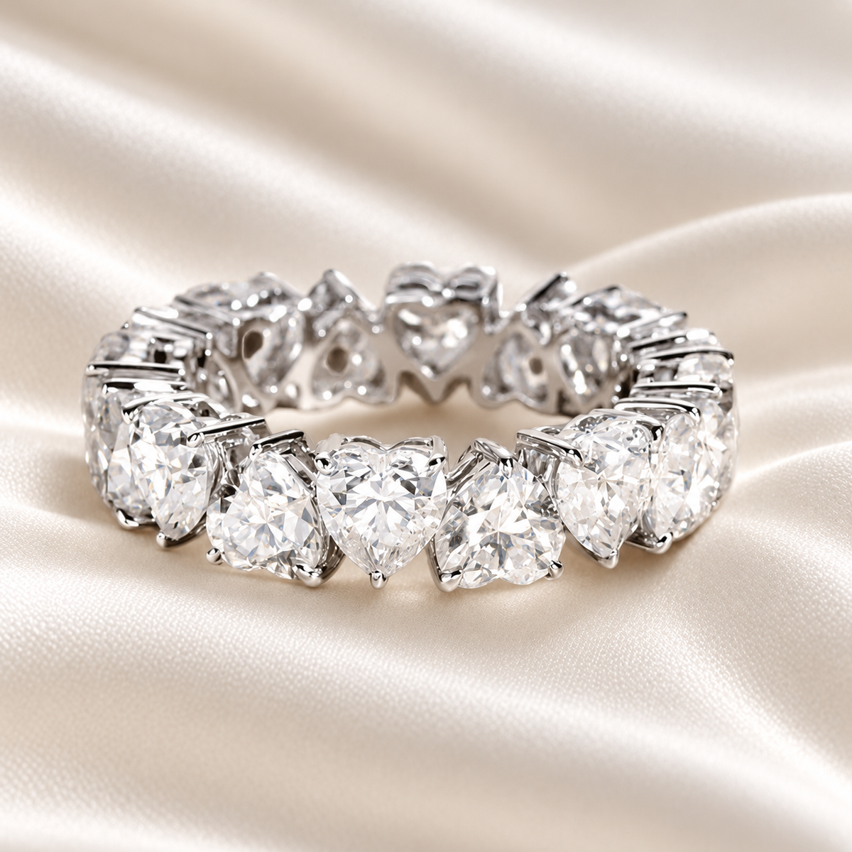 Endless Love Heart Cut Moissanite Eternity Band