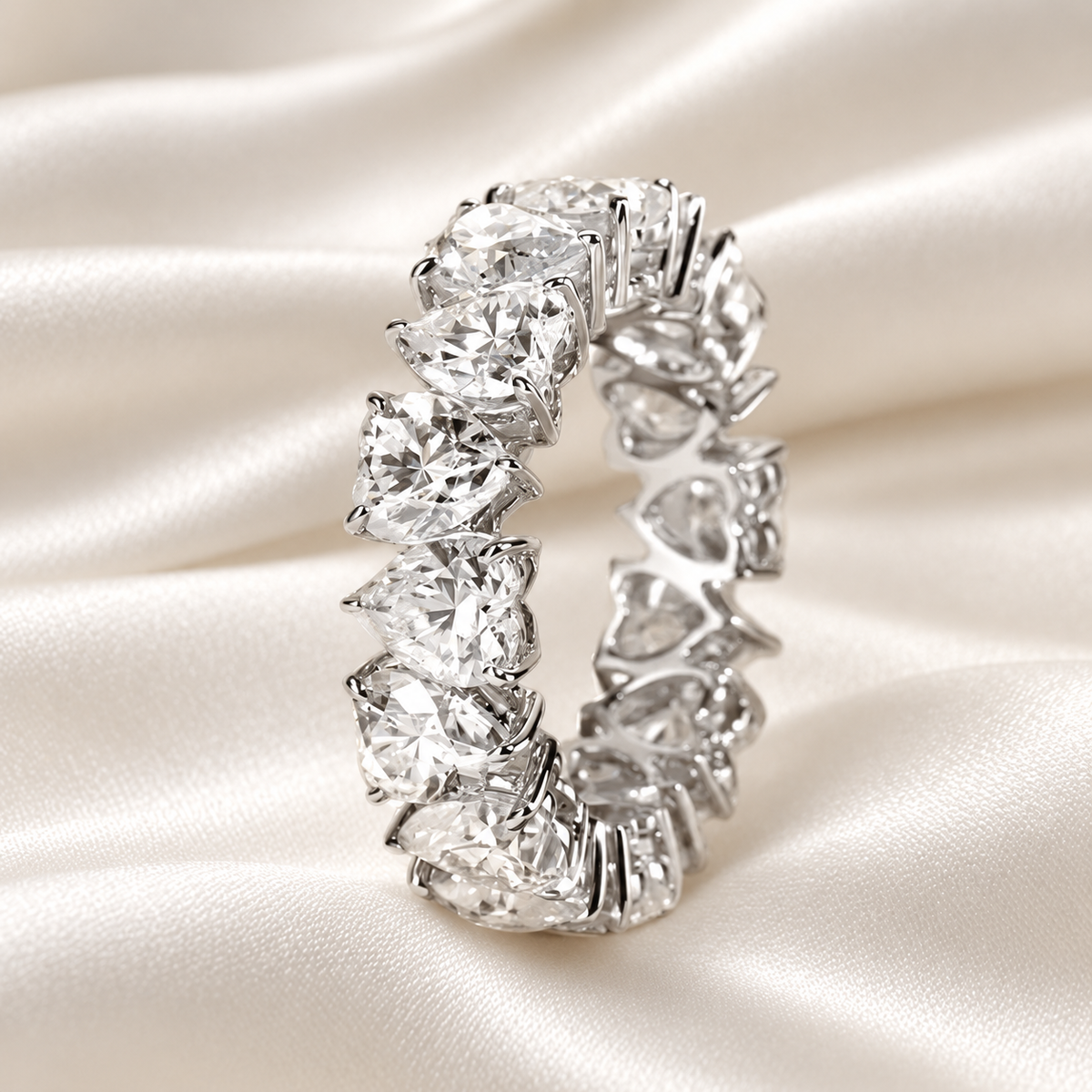 Endless Love Heart Cut Moissanite Eternity Band