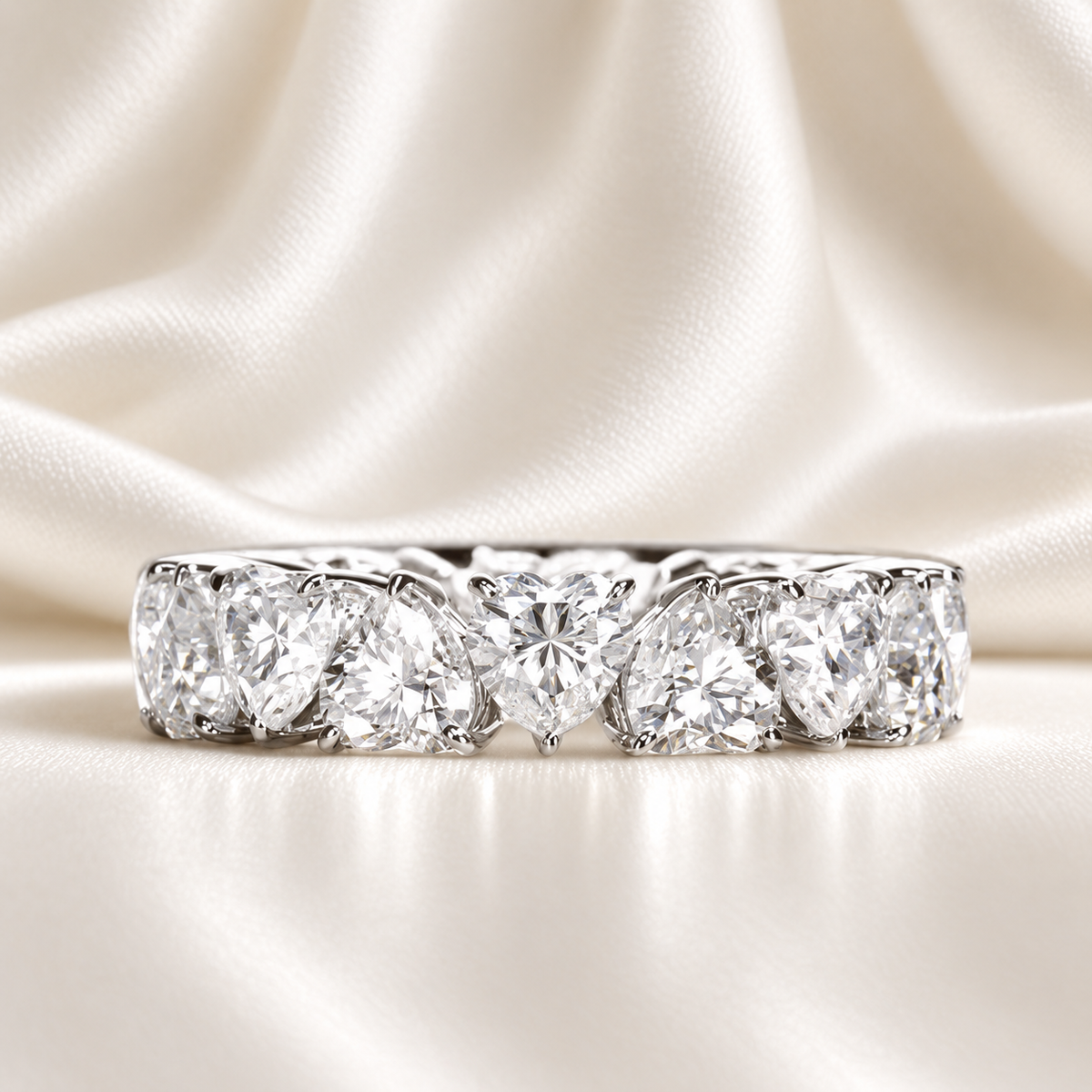 Endless Love Heart Cut Moissanite Eternity Band