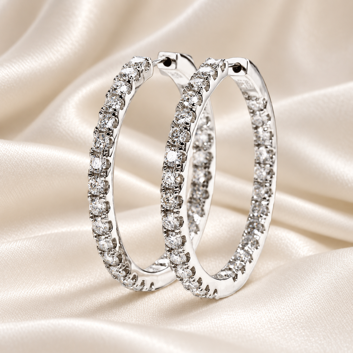 5.6ct Moissanite Hoop Earrings | Inside-Out Design in White or Yellow Gold