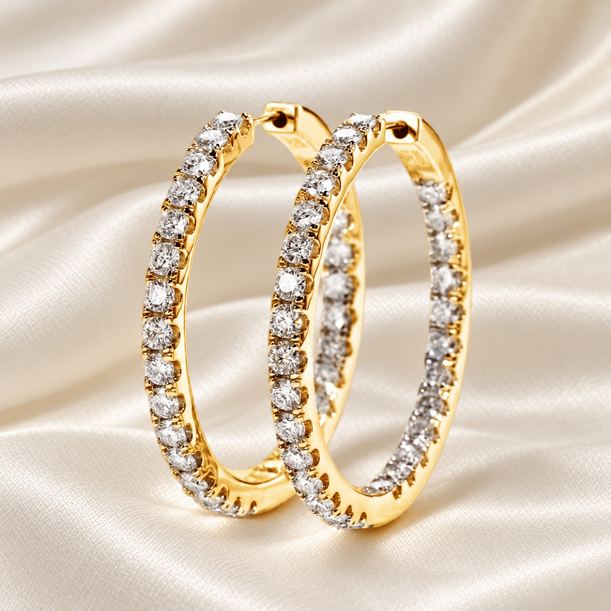 5.6ct Moissanite Hoop Earrings | Inside-Out Design in White or Yellow Gold