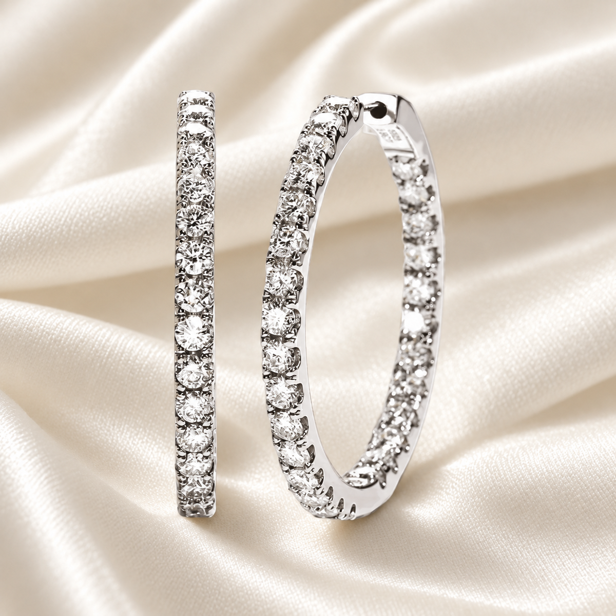 5.6ct Moissanite Hoop Earrings | Inside-Out Design in White or Yellow Gold