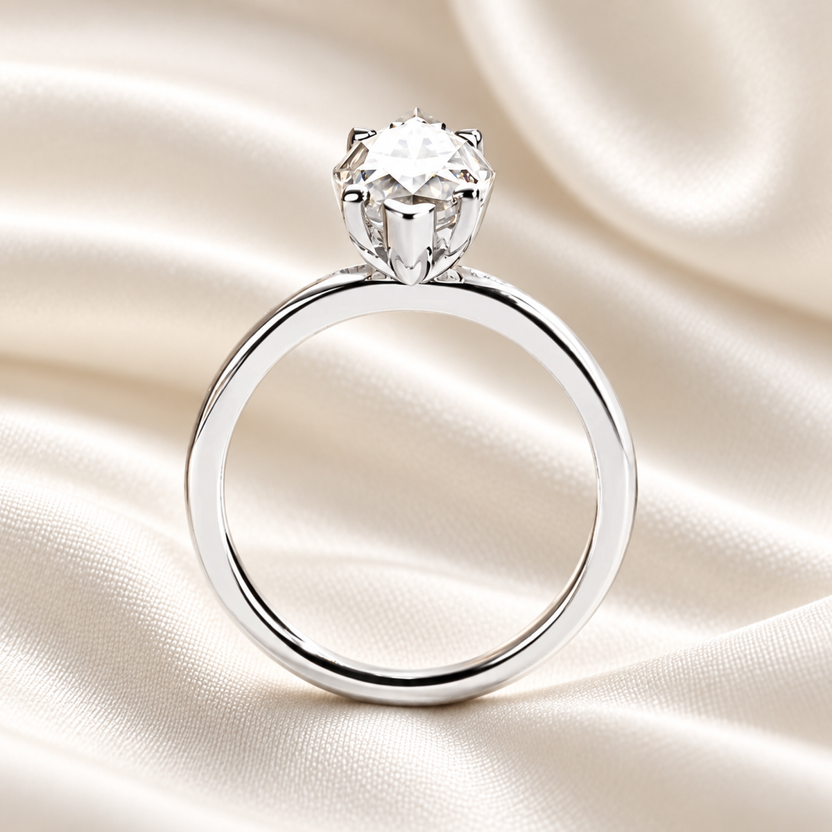 Marquise 3ct Moissanite Solitaire Ring with 18K White Gold Finish