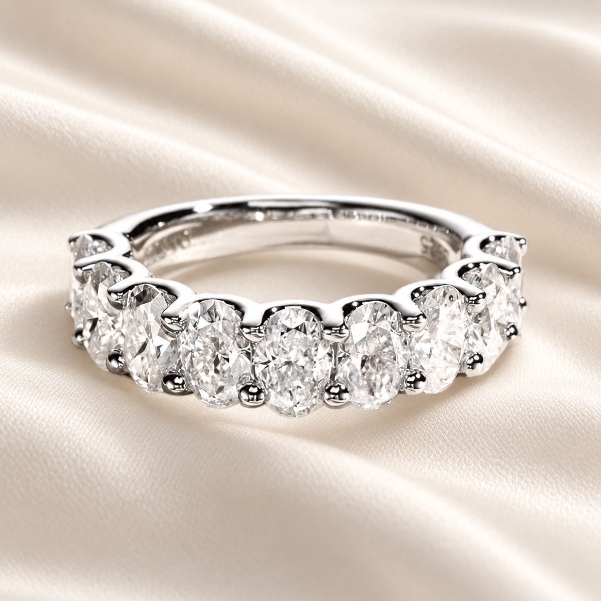 4.5ct Oval-Cut Moissanite Half Eternity Band Ring | D-Colourless Stones