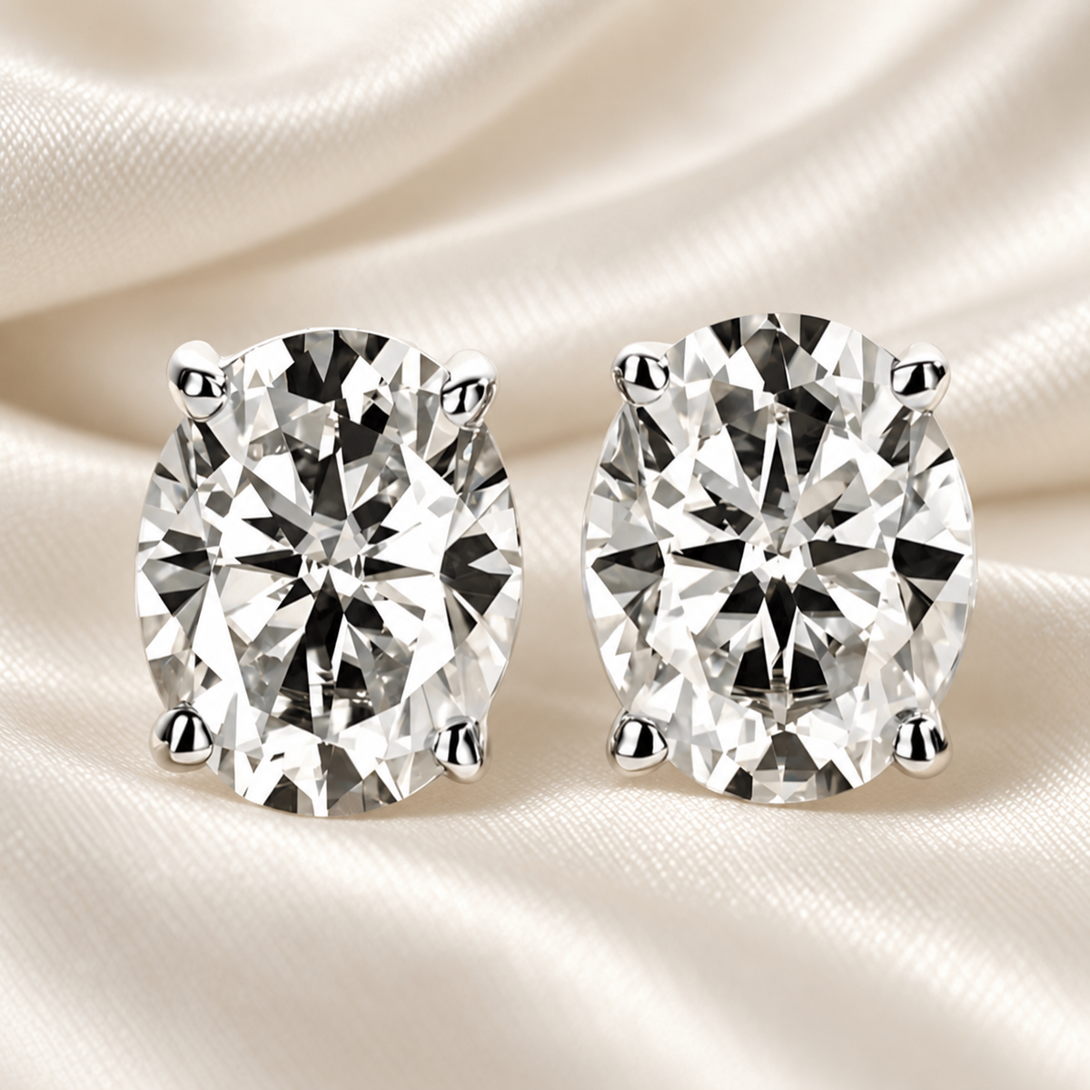 Oval-Cut Moissanite Stud Earrings | D-Colourless VVS1 with 10K Gold Hypoallergenic Posts
