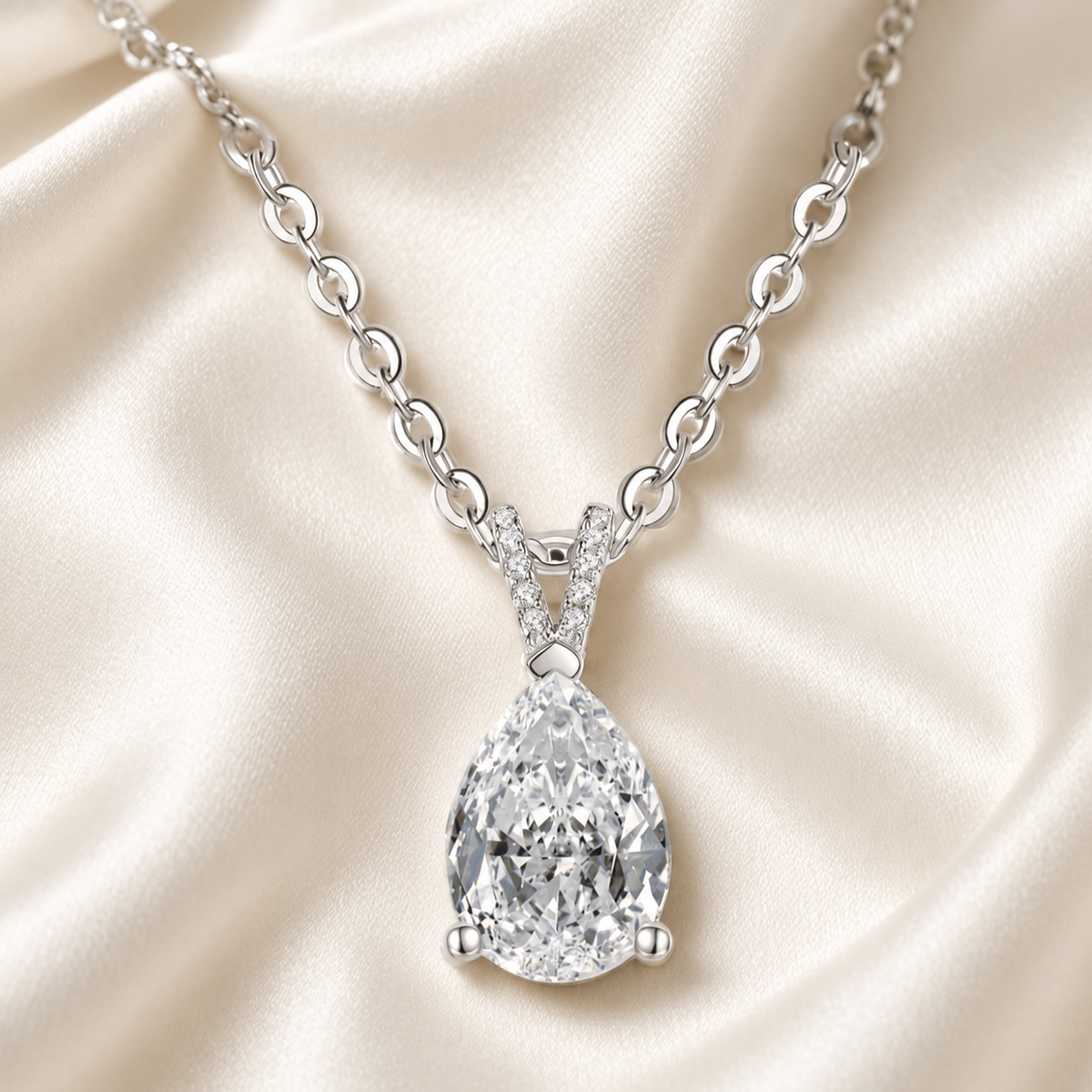 2.5ct Pear-Cut Moissanite Teardrop Pendant Necklace | Moissanite Jewelry